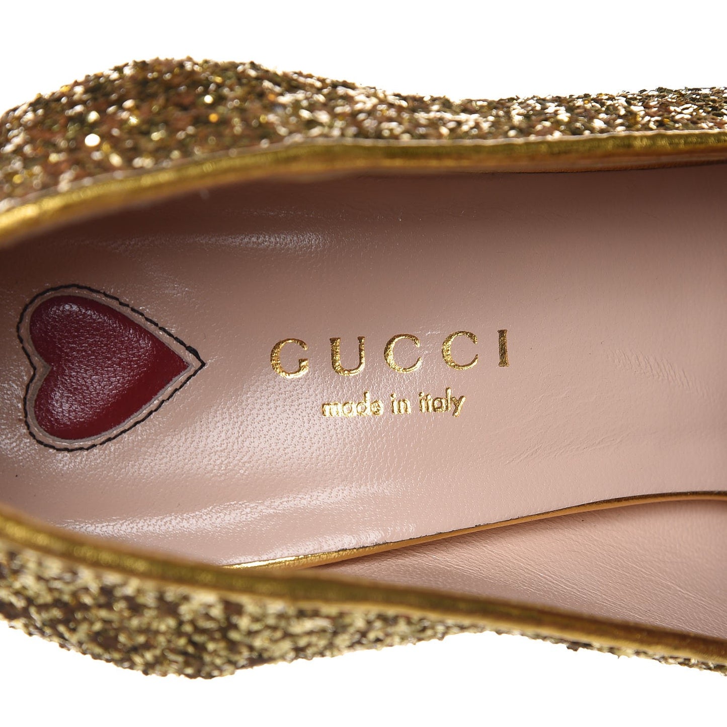 Glitter Nappa Web Peyton 75mm Loafer Pumps 38.5 Oro Vecchio