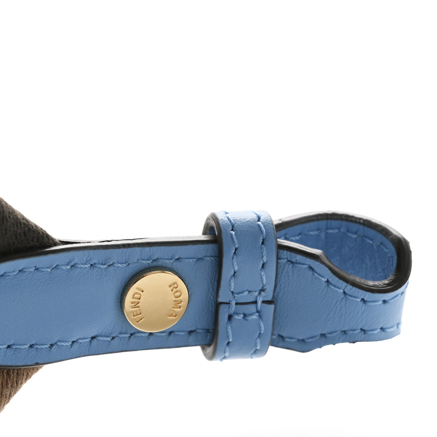 Jacquard Ribbon Vitello King Mini Flat Baguette Strap You Moro Sand Blue