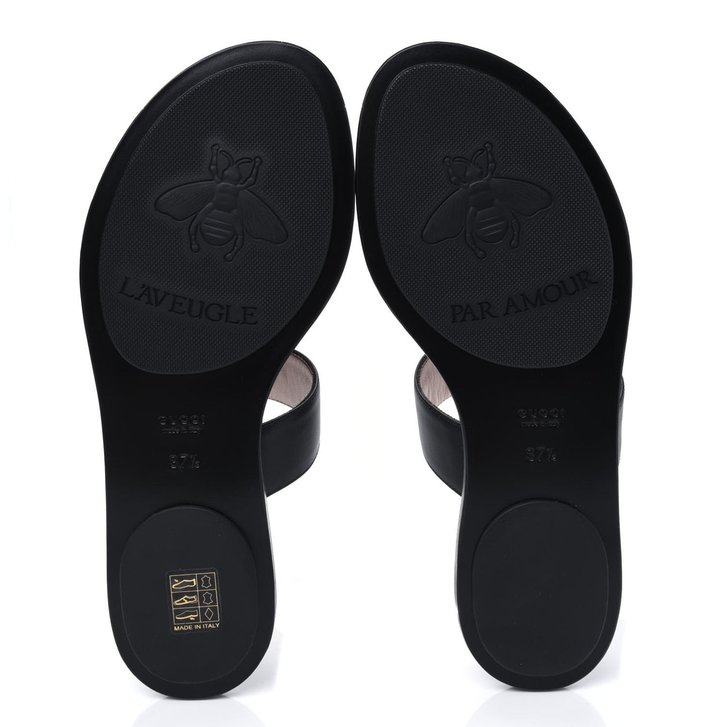 Calfskin GG Marmont Thong Sandals 37.5 Black