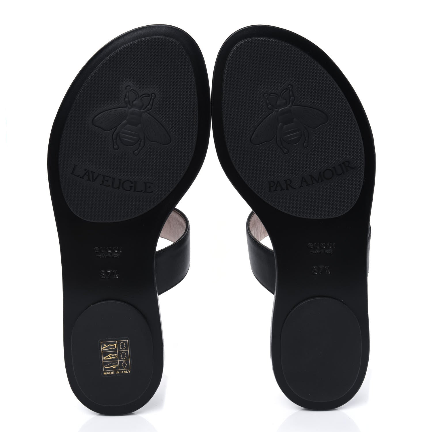 Gucci Calfskin GG Marmont Thong Sandals 37.5 Black 5 of 12