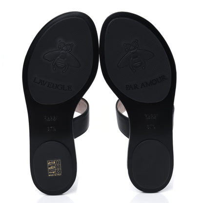 Gucci Calfskin GG Marmont Thong Sandals 37.5 Black 5 of 12