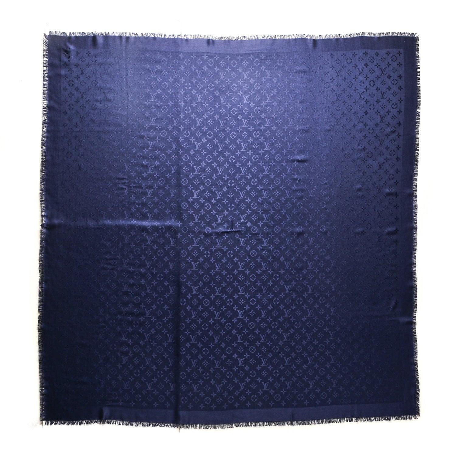Louis Vuitton Silk Wool Monogram Shawl Night Blue 1 of 5