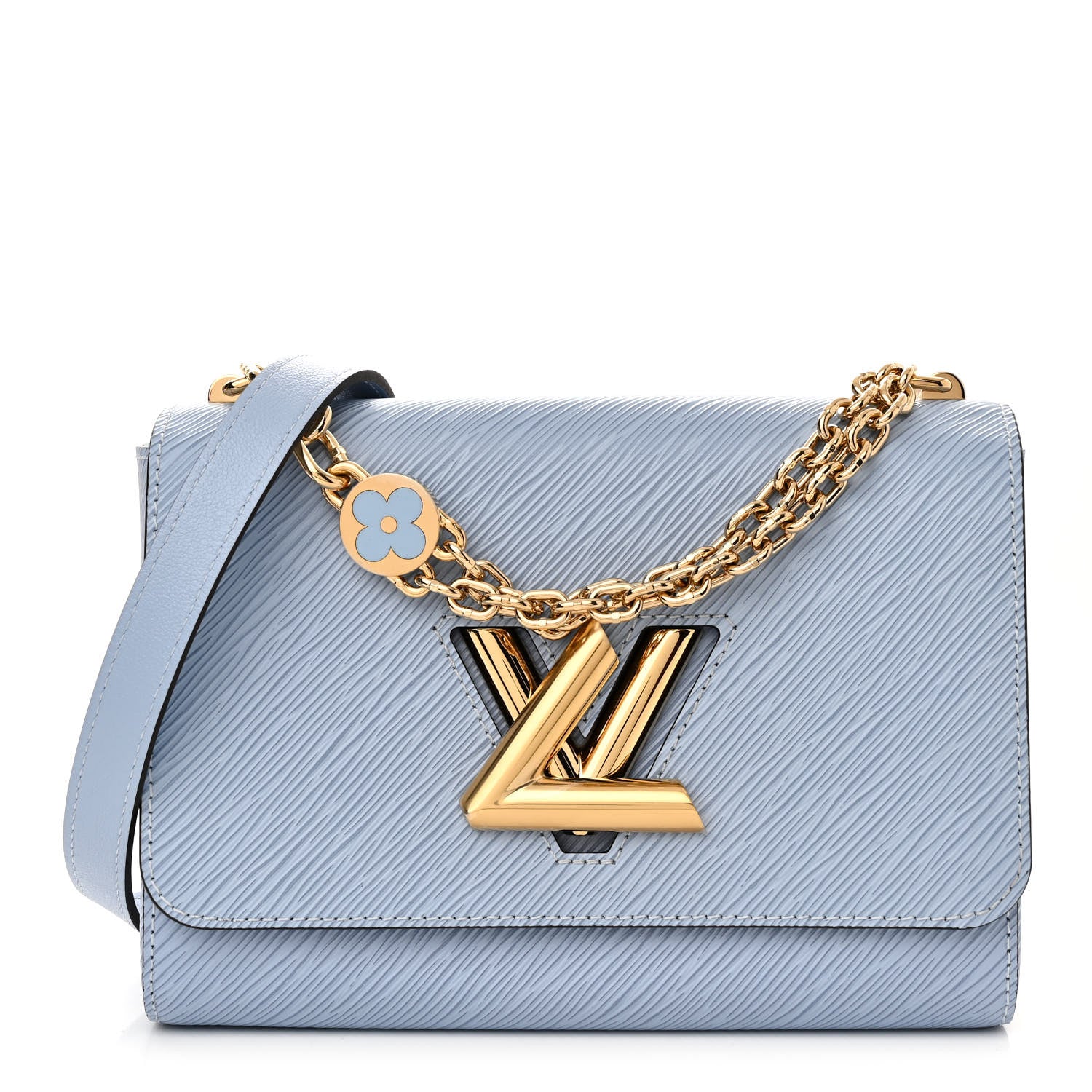 Louis Vuitton Epi Twist Monogram Flower Chain Shoulder Bag MM Blue 1 of 11