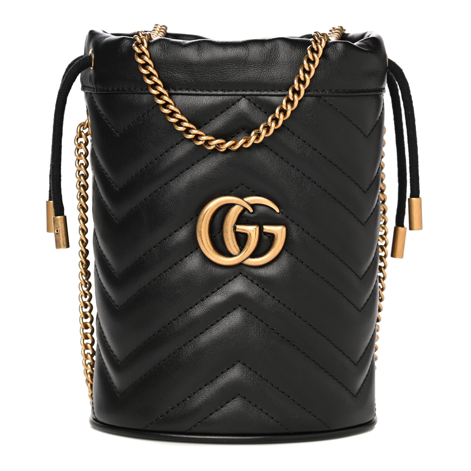 Gucci Calfskin Matelasse Mini GG Marmont 2.0 Bucket Bag Black 1 of 10