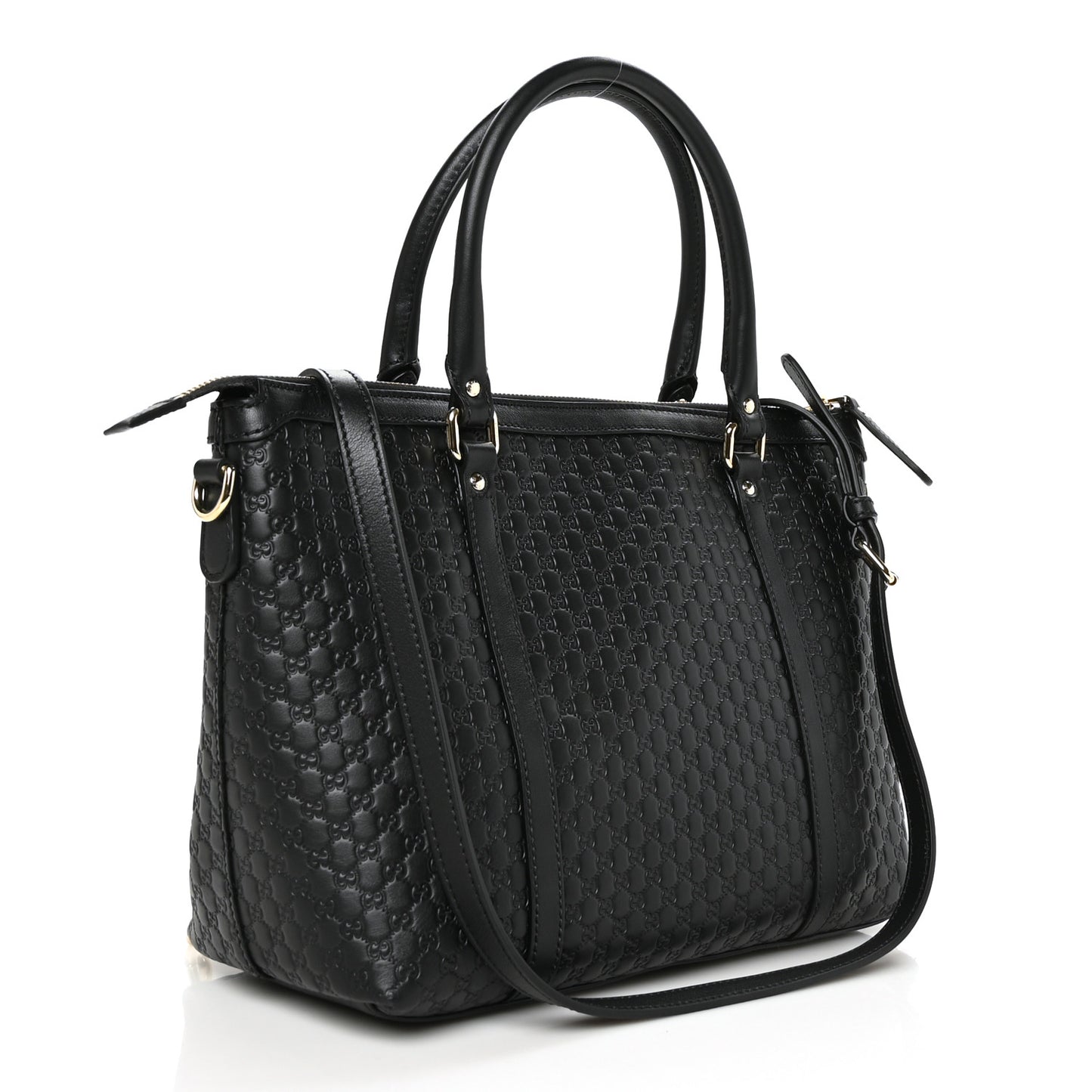 Soft Microguccissima Small Zippered Satchel Black