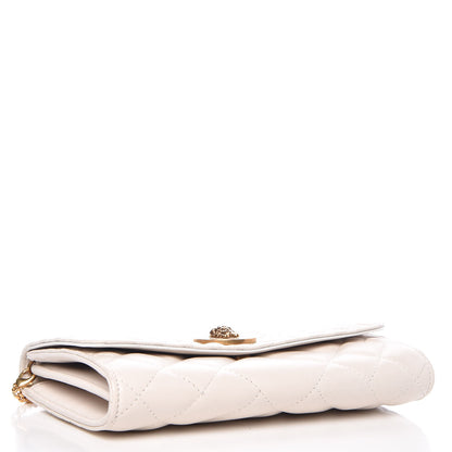 Versace Calfskin Icon Quilted Wallet On Chain Crossbody White 4 of 8