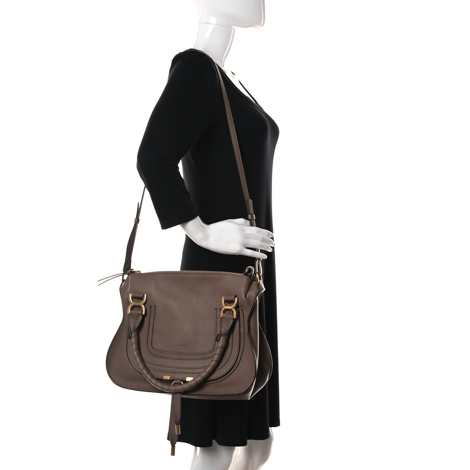 Chloe Calfskin Medium Marcie Satchel Desert Taupe 2 of 19