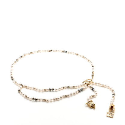 Chanel Pearl Crystal CC Dragon Chain Belt Gold White Ruthenium Grey 1 of 4