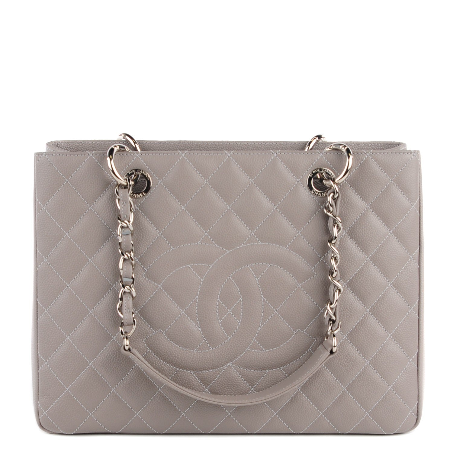 Chanel Caviar Quilted Grand Shopping Tote GST Light Grey 1 of 7
