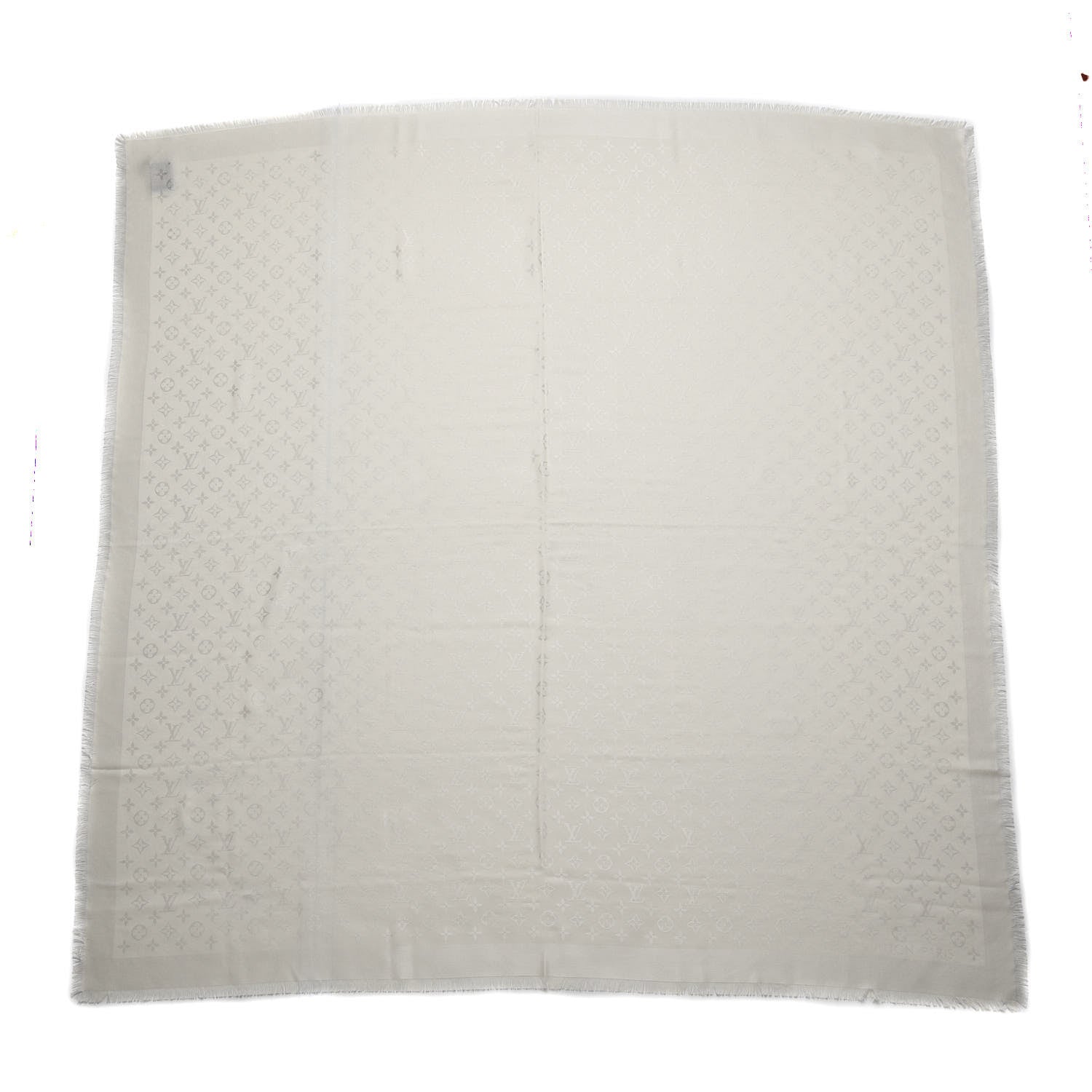 Louis Vuitton Wool Silk Monogram Shawl White 1 of 5