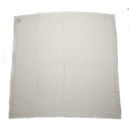 Louis Vuitton Wool Silk Monogram Shawl White 1 of 5