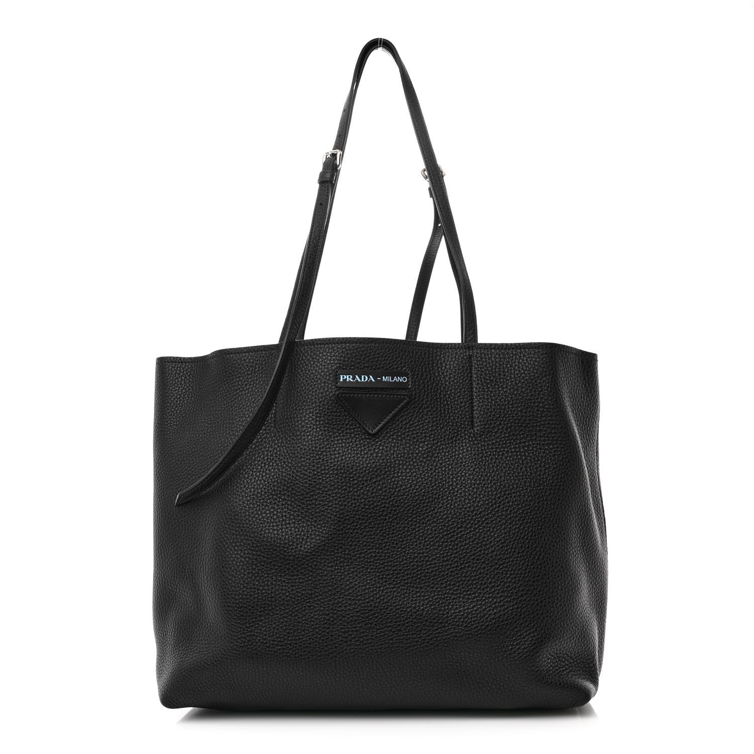 Prada Vitello Daino Small Concept Shopper Tote Black Astrale 3 of 11