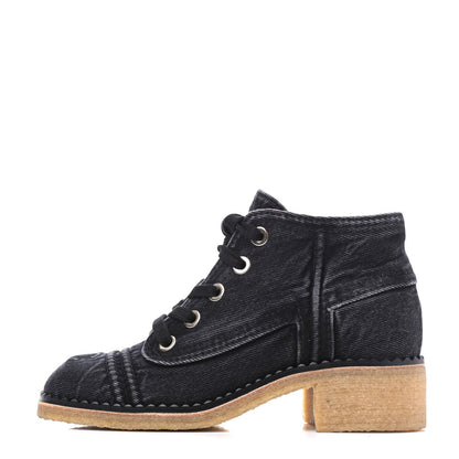 Chanel Denim Lace Up Boots 36 Grey 1 of 12