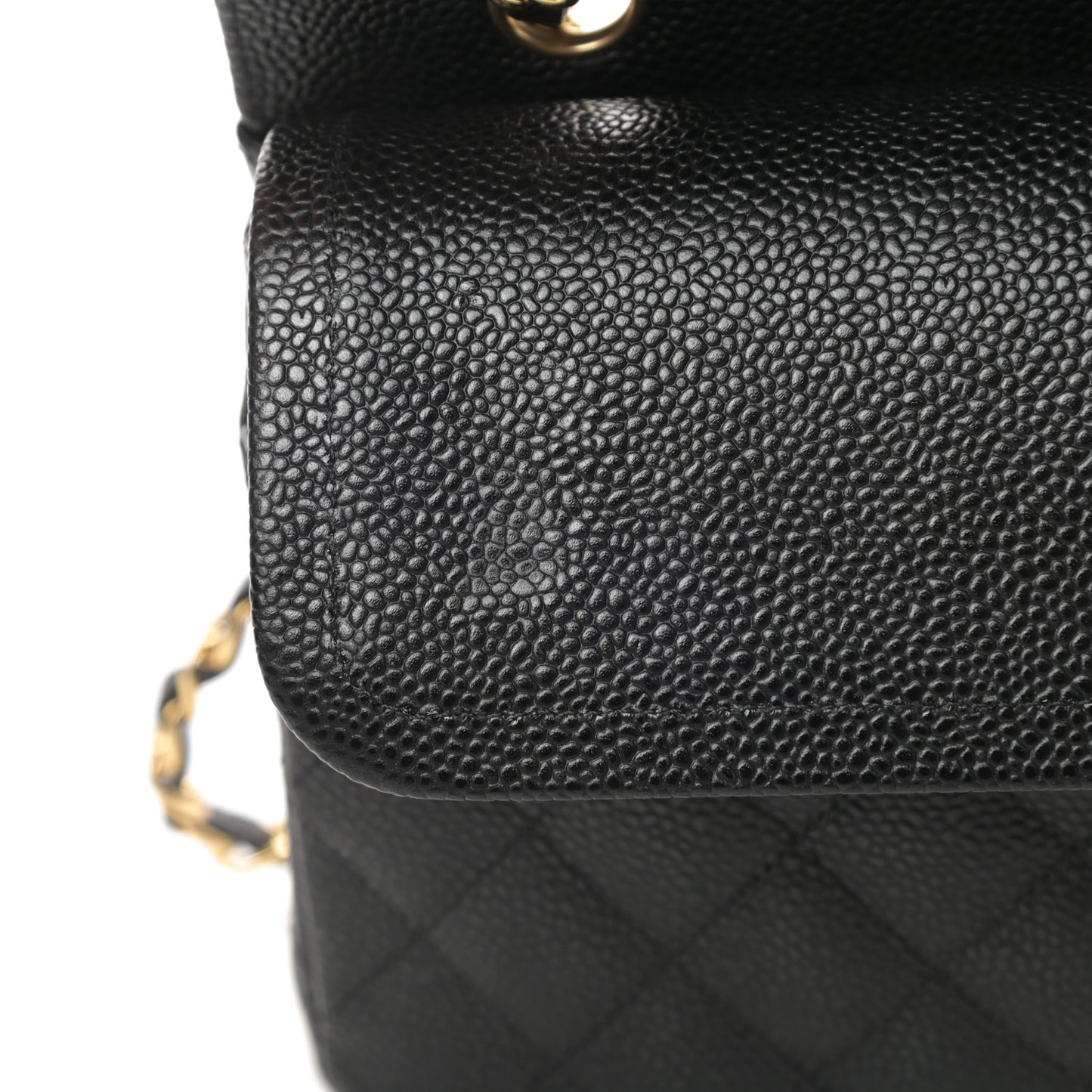 Caviar Quilted Medium Double Flap Black