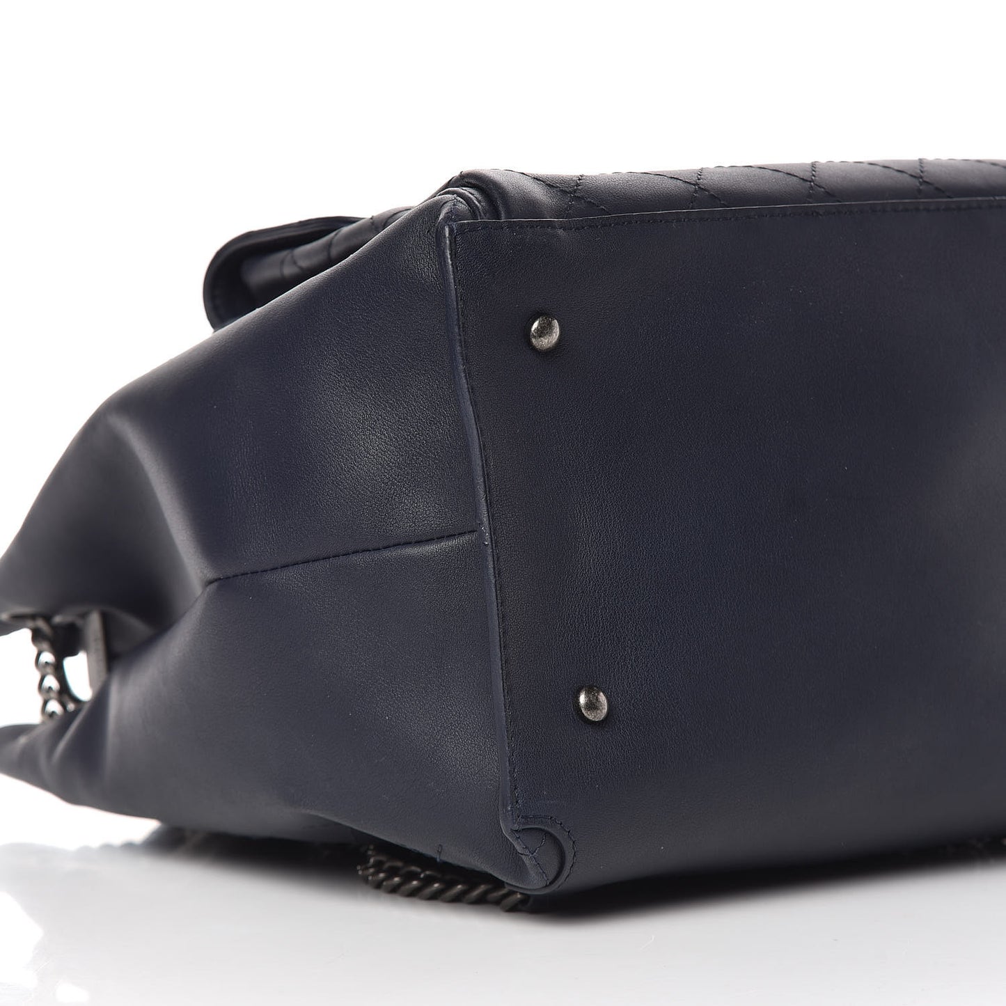 Calfskin Stitched Large Urban Luxury Drawstring Backpack Navy Blue