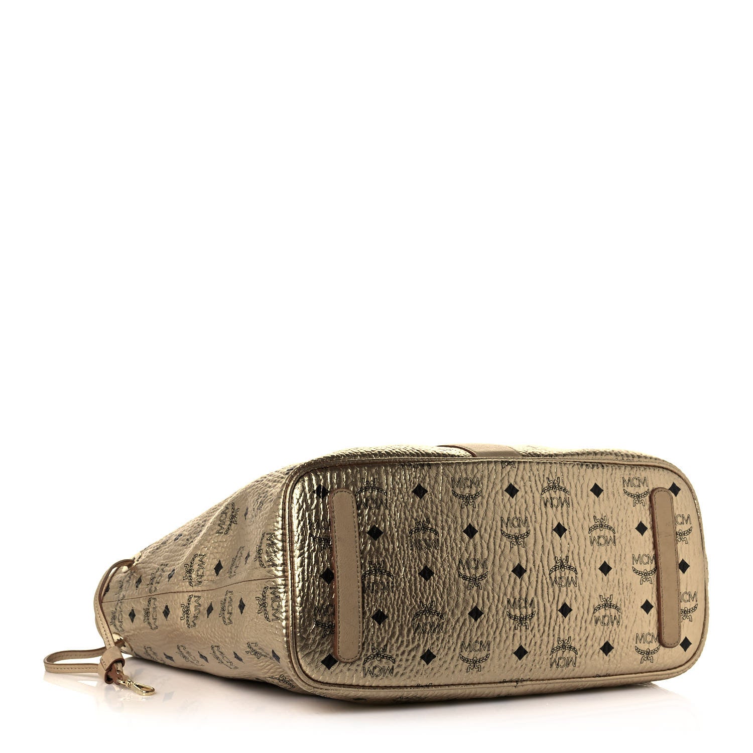 MCM Metallic Visetos Medium Liz Reversible Shopper Tote Gold 4 of 19