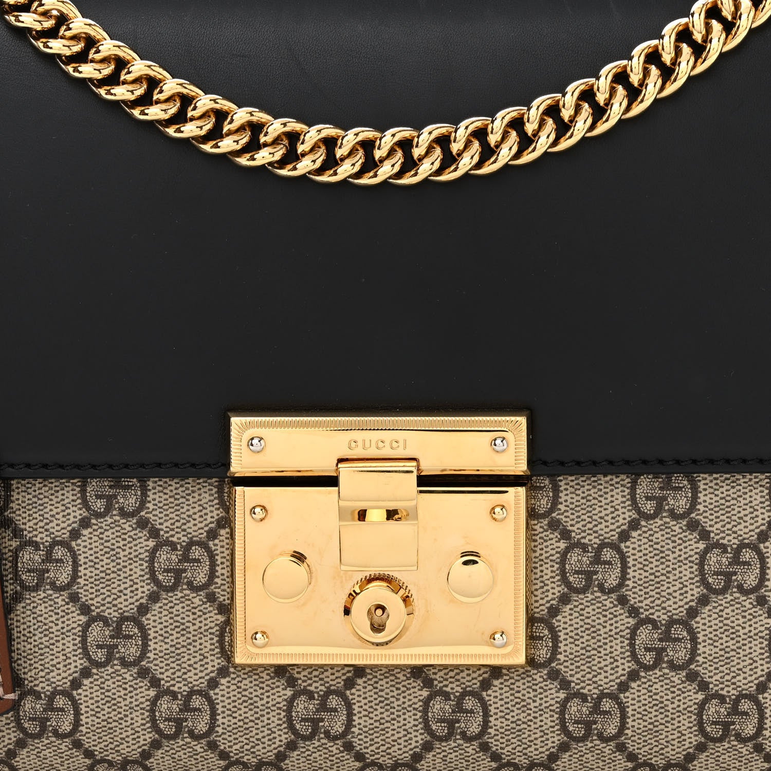 Gucci GG Supreme Monogram Calfskin Medium Padlock Shoulder Bag Beige Black Cuir 8 of 11