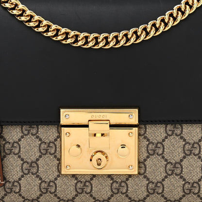 Gucci GG Supreme Monogram Calfskin Medium Padlock Shoulder Bag Beige Black Cuir 8 of 11