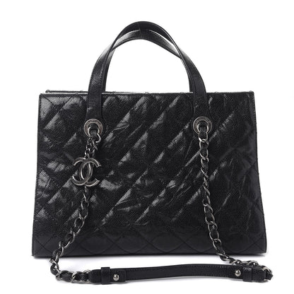 Chanel Crumpled Grained Calfskin Quilted CC Crave Tote Black 1 of 14