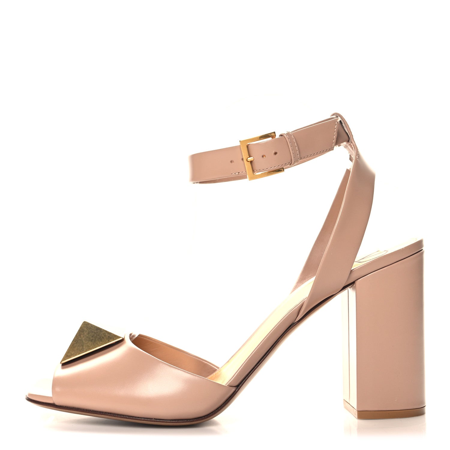 Valentino Garavani Calfskin One Stud Ankle Strap 90mm Sandals 41 Poudre 1 of 9
