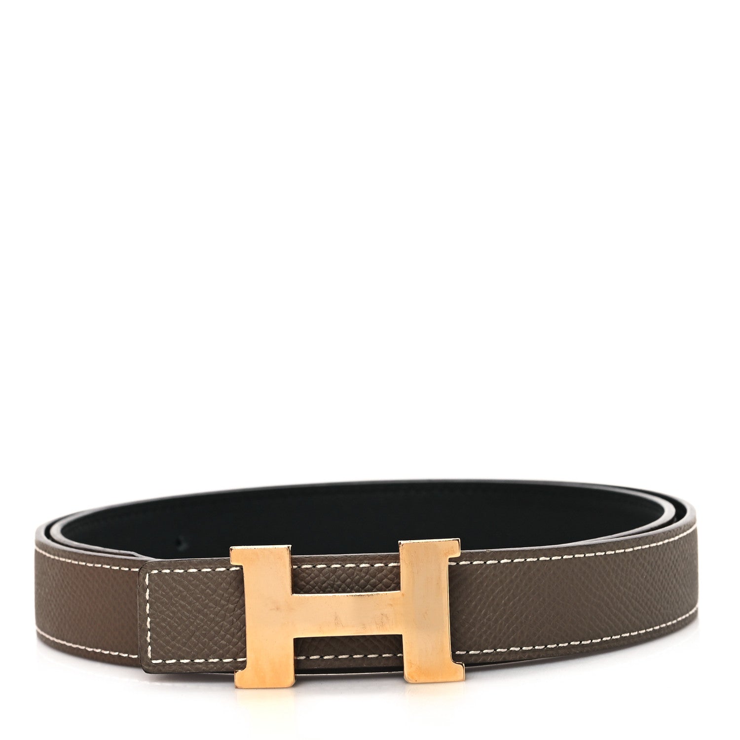 Hermes Epsom Swift 24mm Mini Constance Guilloche H Belt 80 32 Etoupe Black 1 of 5