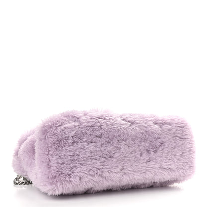 Saint Laurent Merino Shearling Lambskin Quilted Small Loulou Puffer Monogram Chain Satchel Lila 4 of 8