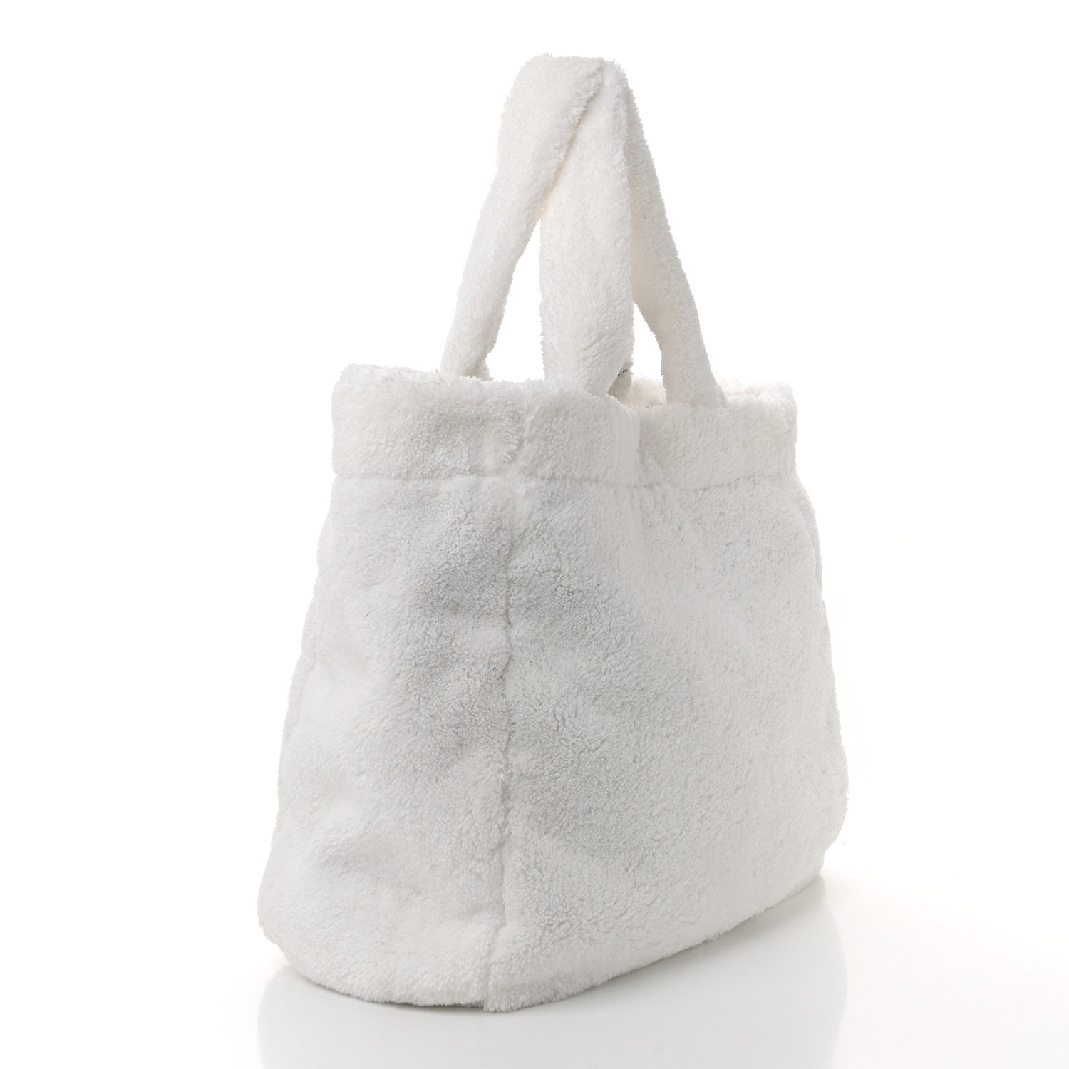 Prada Terry Cloth Tote Bag White Black 3 of 10