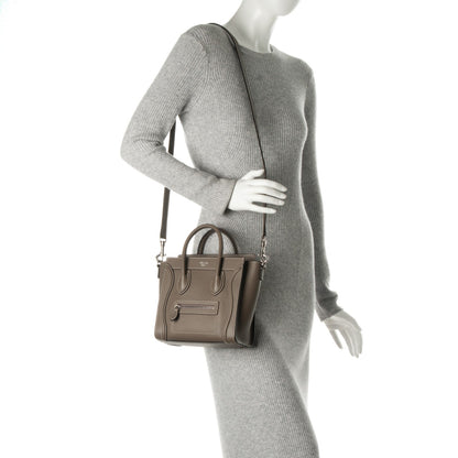 Celine Drummed Calfskin Nano Luggage Souris 2 of 8