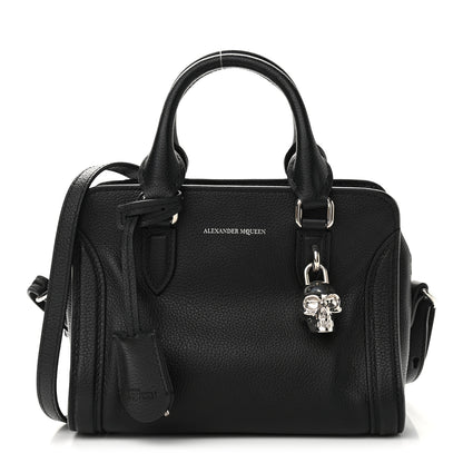 Alexander McQueen Pebbled Calfskin Mini Skull Padlock Zip Around Tote Black 1 of 10