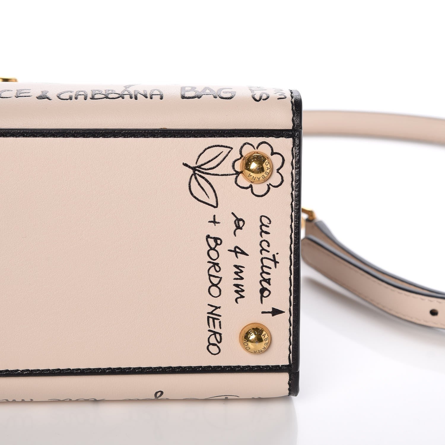 Dolce & Gabbana Calfskin Graffiti Printed Welcome Satchel White Black 11 of 12