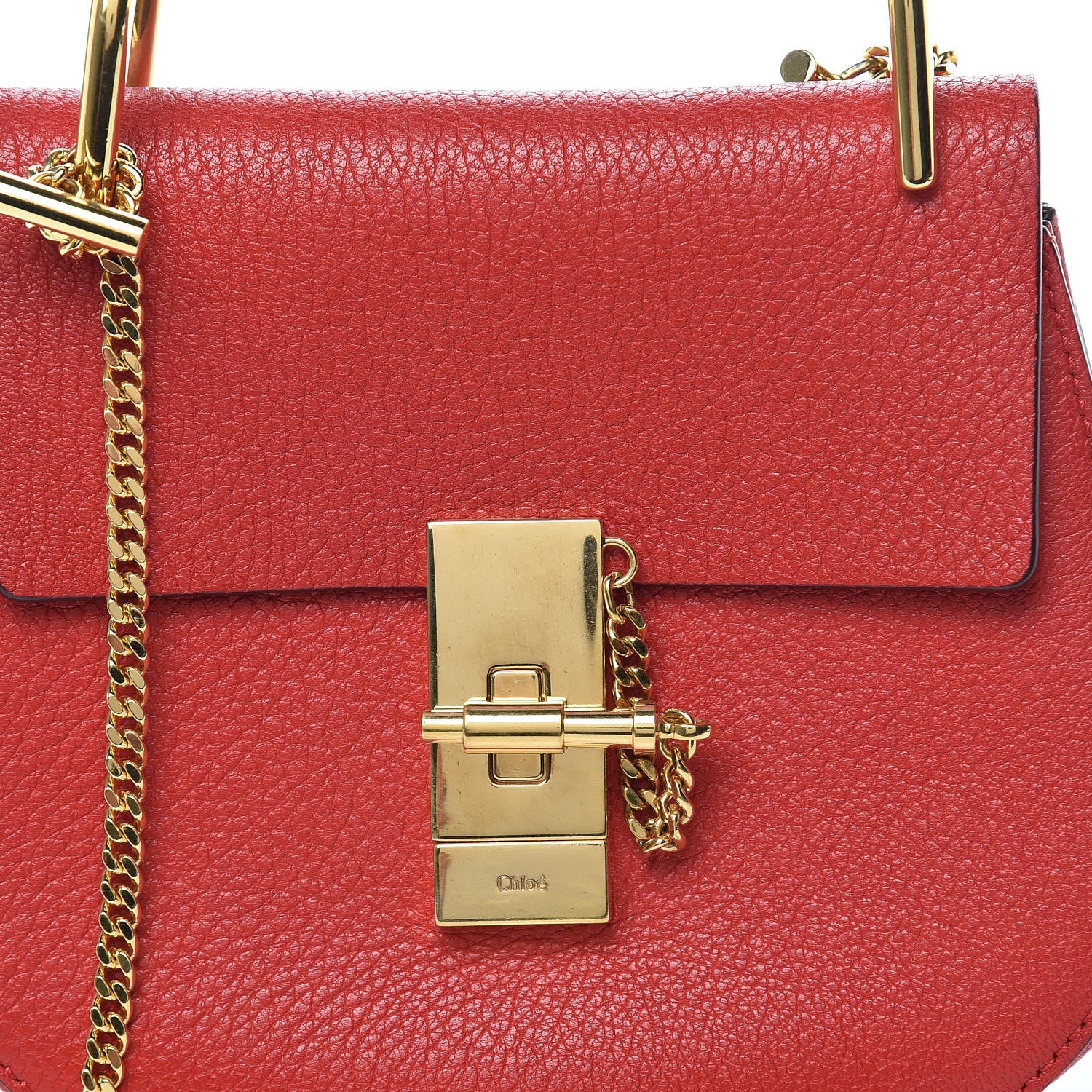 Chloe Grained Lambskin Mini Drew Shoulder Bag Plaid Red 10 of 12