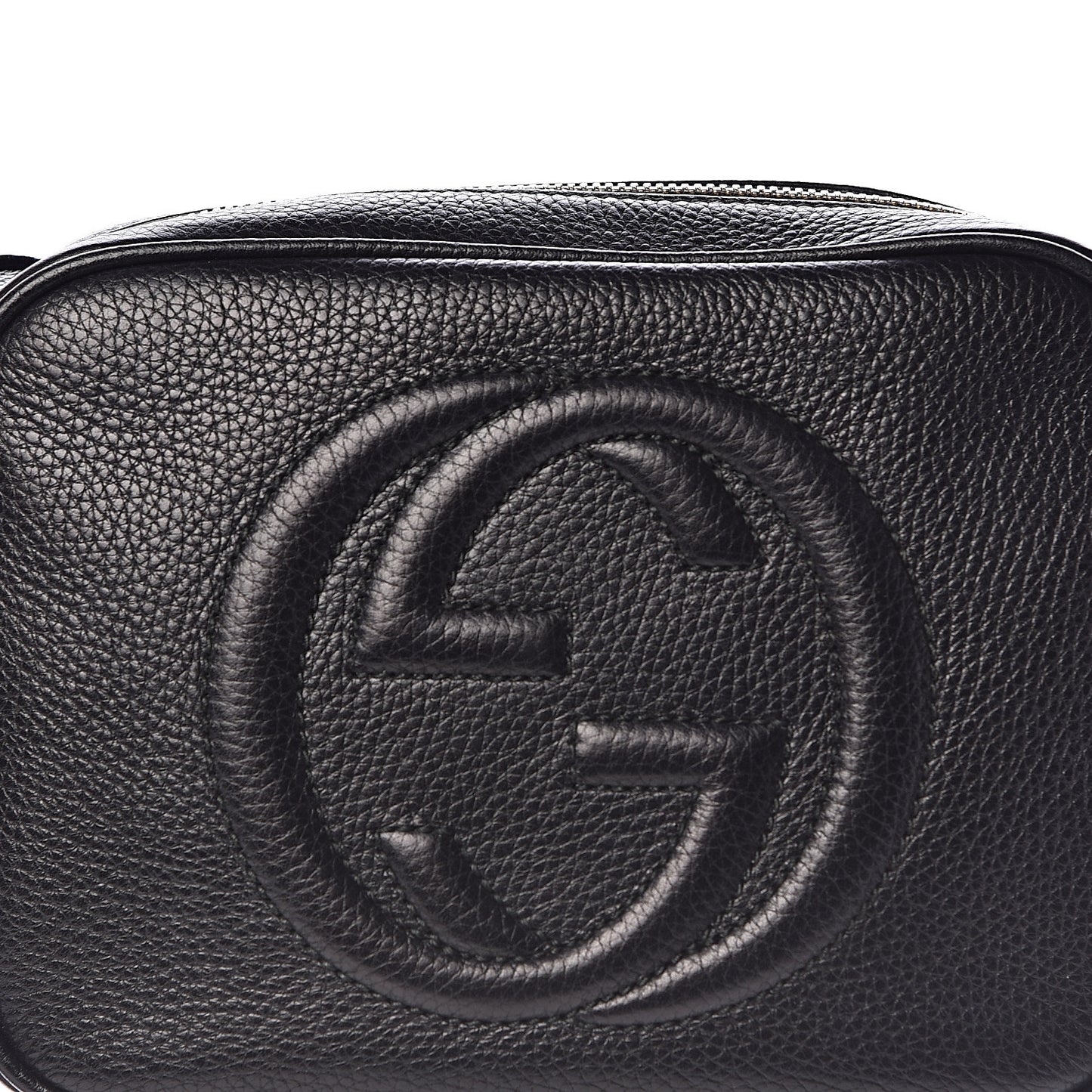 Pebbled Calfskin Small Soho Disco Bag Black
