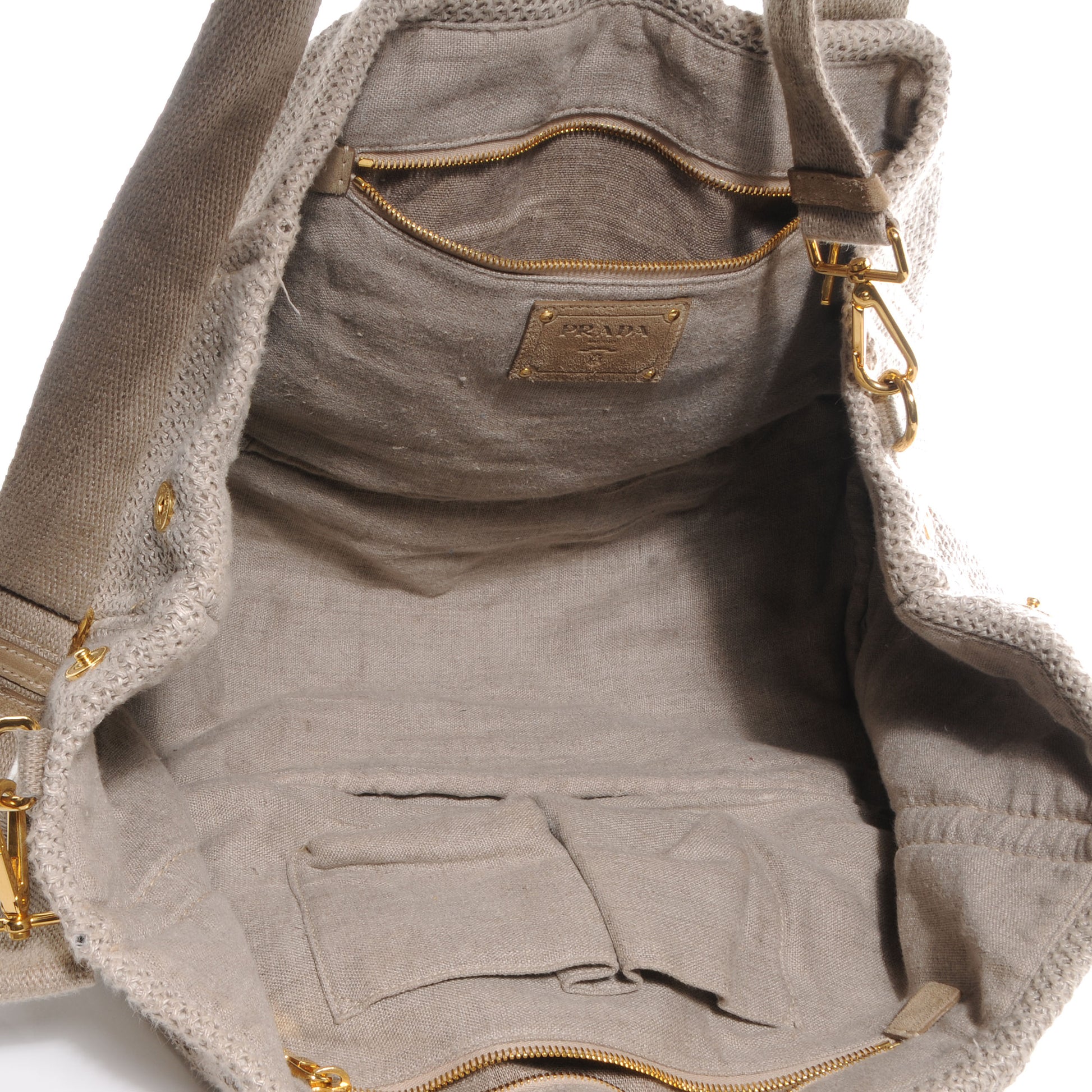 Prada Canapa Stuoia Convertible Tote Bag Beige 5 of 9