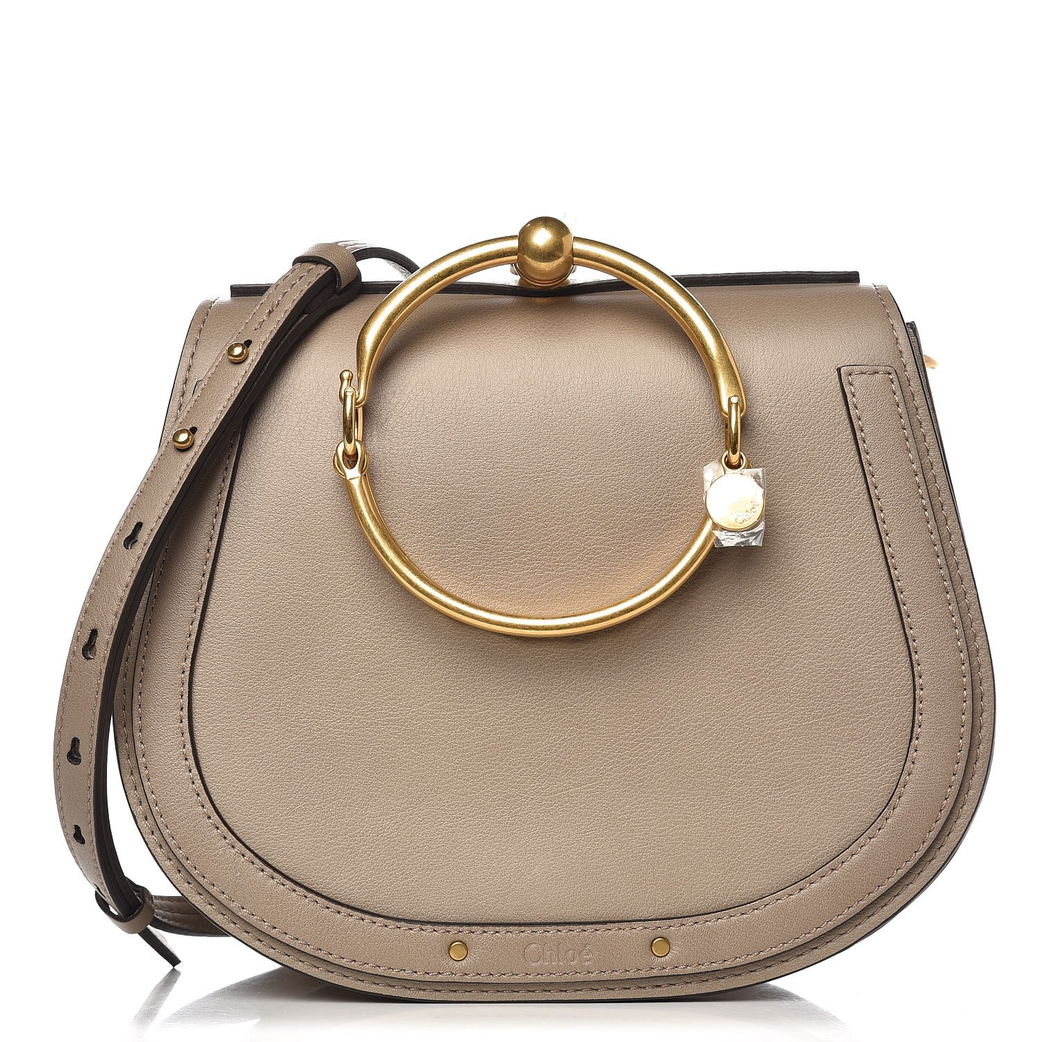 Chloe Calfskin Suede Medium Nile Bracelet Bag Motty Grey 1 of 8