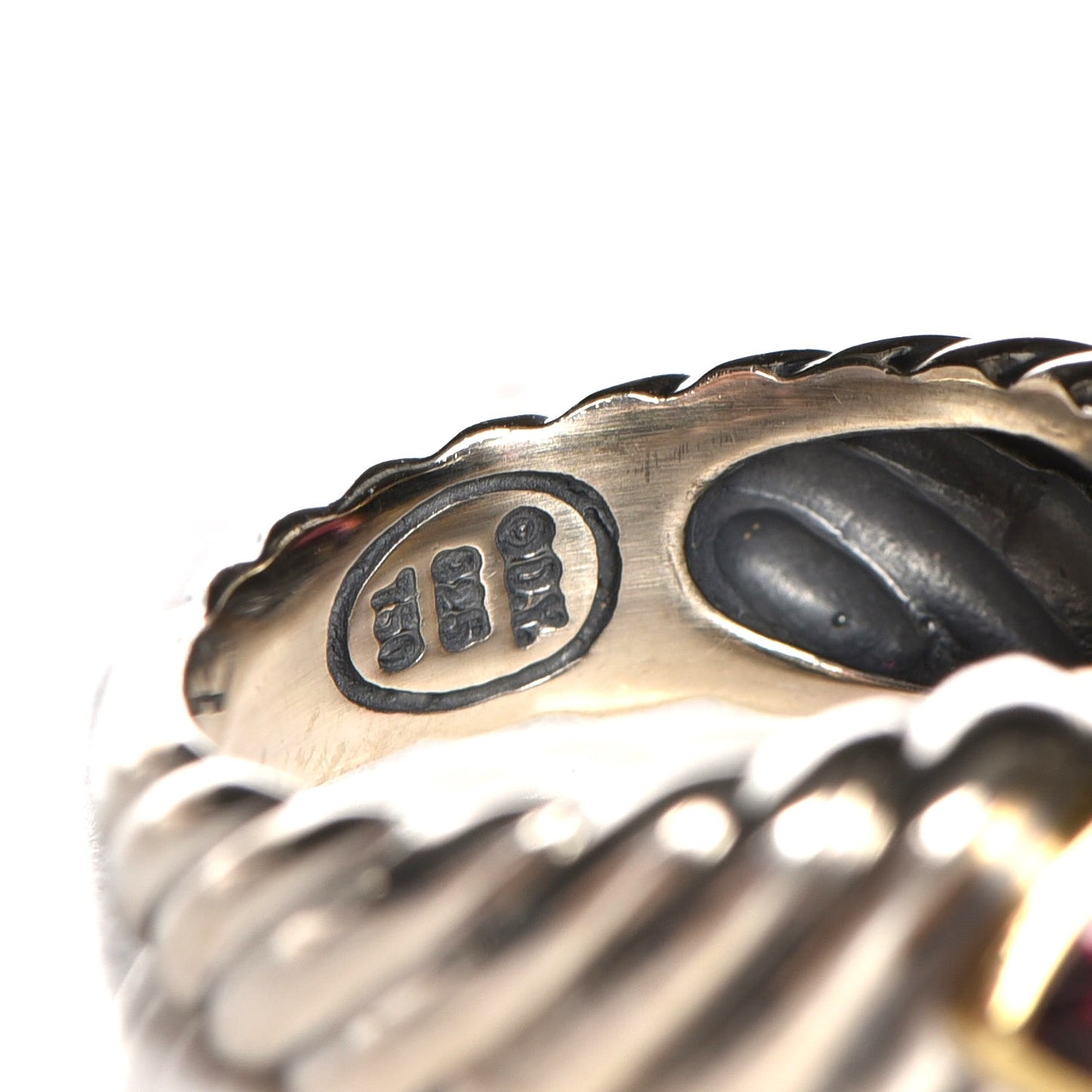 Sterling Silver 18K Yellow Gold Black Onyx Garnet Ring 6.25