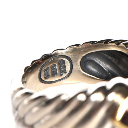 David Yurman Sterling Silver 18K Yellow Gold Black Onyx Garnet Ring 6.25 4 of 5