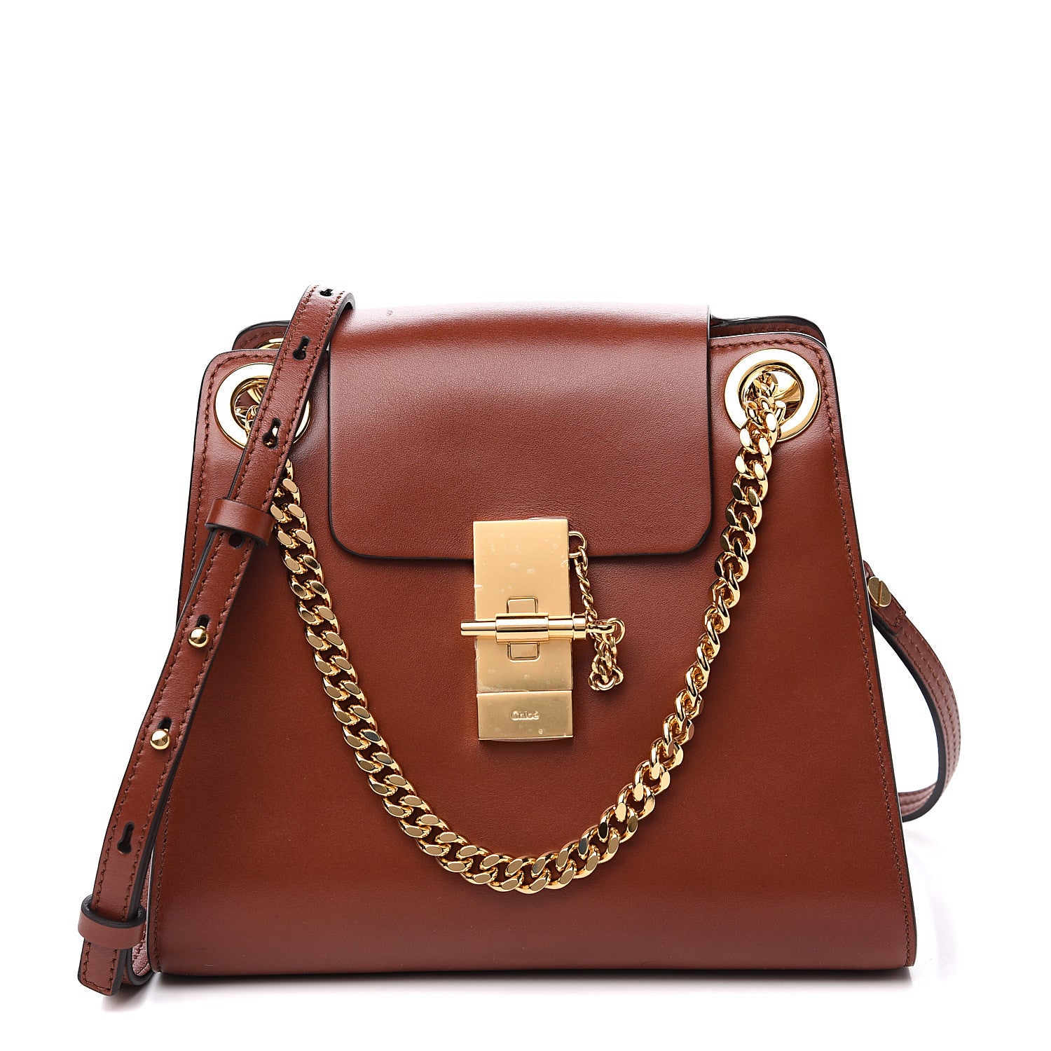 Chloe Shiny Calfskin Mini Annie Shoulder Bag Sepia Brown 1 of 7