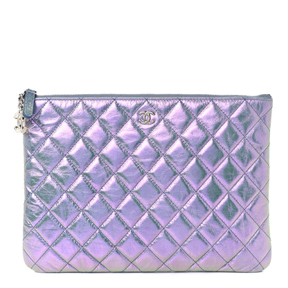 Chanel Iridescent Crumpled Calfskin CC Ripples Medium Cosmetic Case Purple 1 of 10