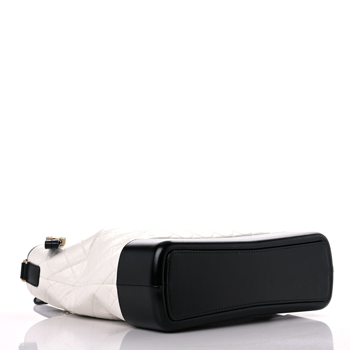 Aged Calfskin Quilted Maxi Gabrielle Hobo White Black