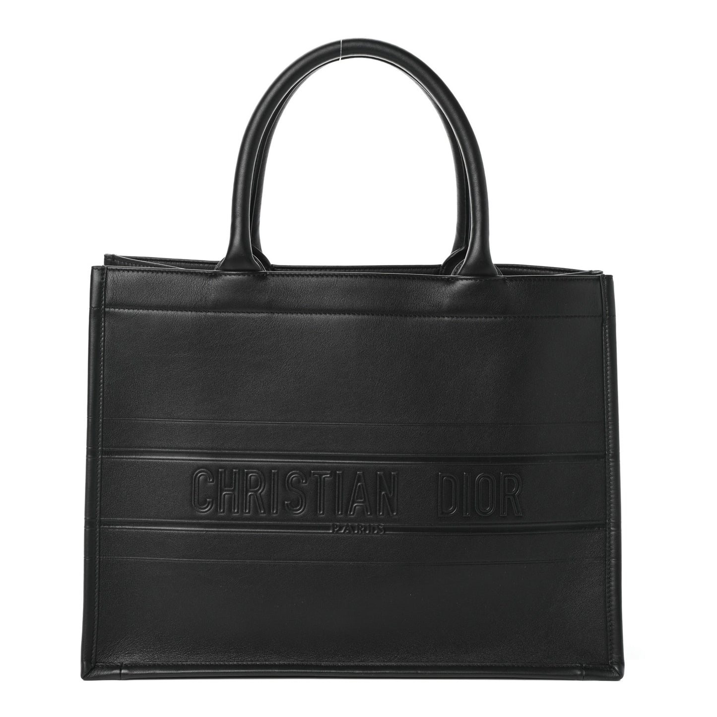 Calfskin Embossed Medium Book Tote Black