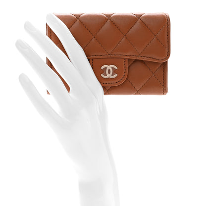 Chanel Lambskin Quilted Flap Card Holder Wallet Brown 2 of 9