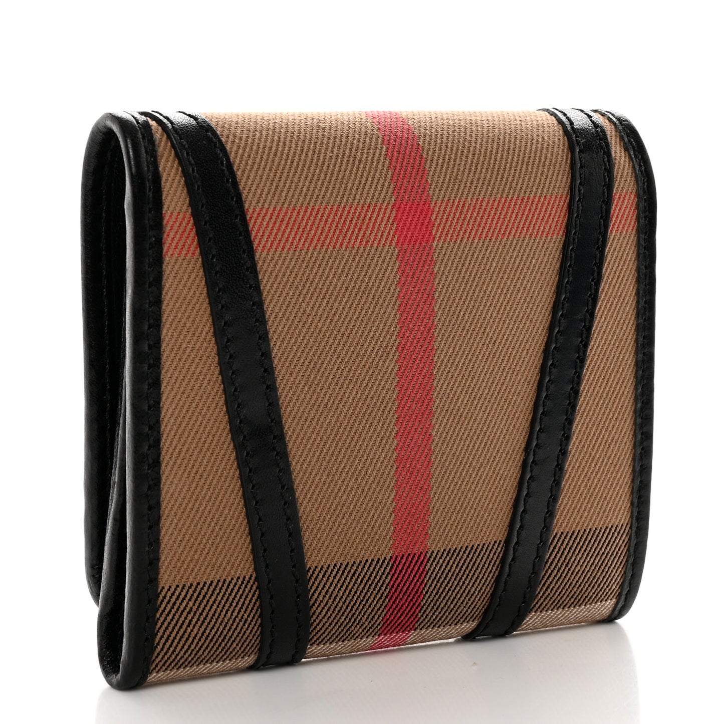 Bridle Calfskin House Check Medium Leighton Wallet Black