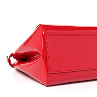 Fendi Vitello Vernice Mou Mini Peekaboo Iconic Satchel Rosso Cardinale 8 of 8