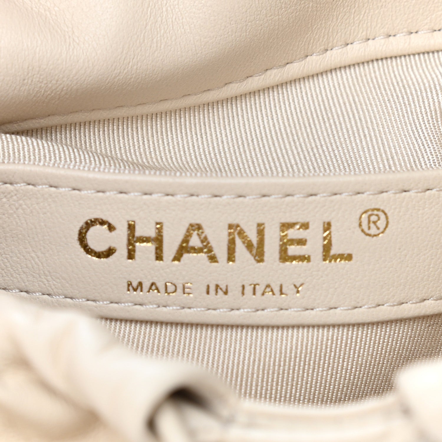 Chanel Lambskin Bucket Chain Drawstring Bag Beige 7 of 9