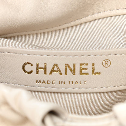 Chanel Lambskin Bucket Chain Drawstring Bag Beige 7 of 9