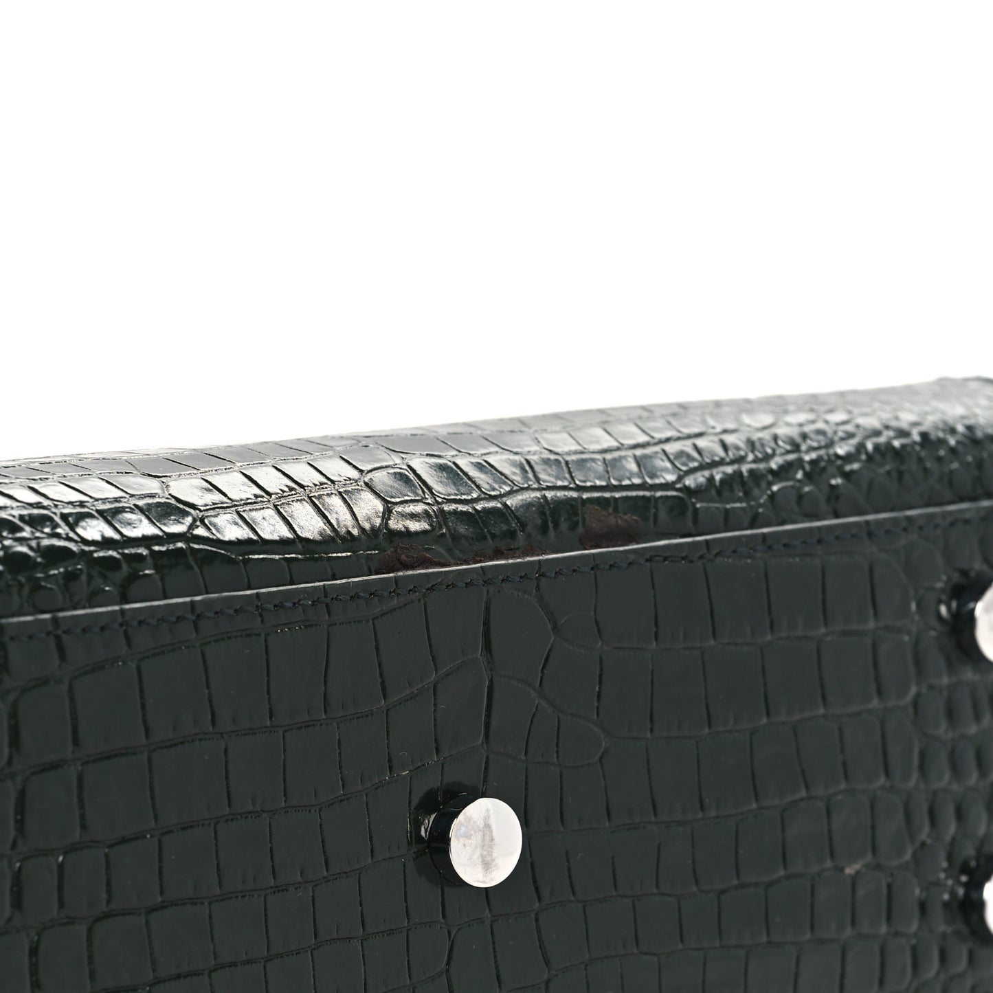 Calfskin Crocodile Embossed Nano Sac De Jour Dark Leaf