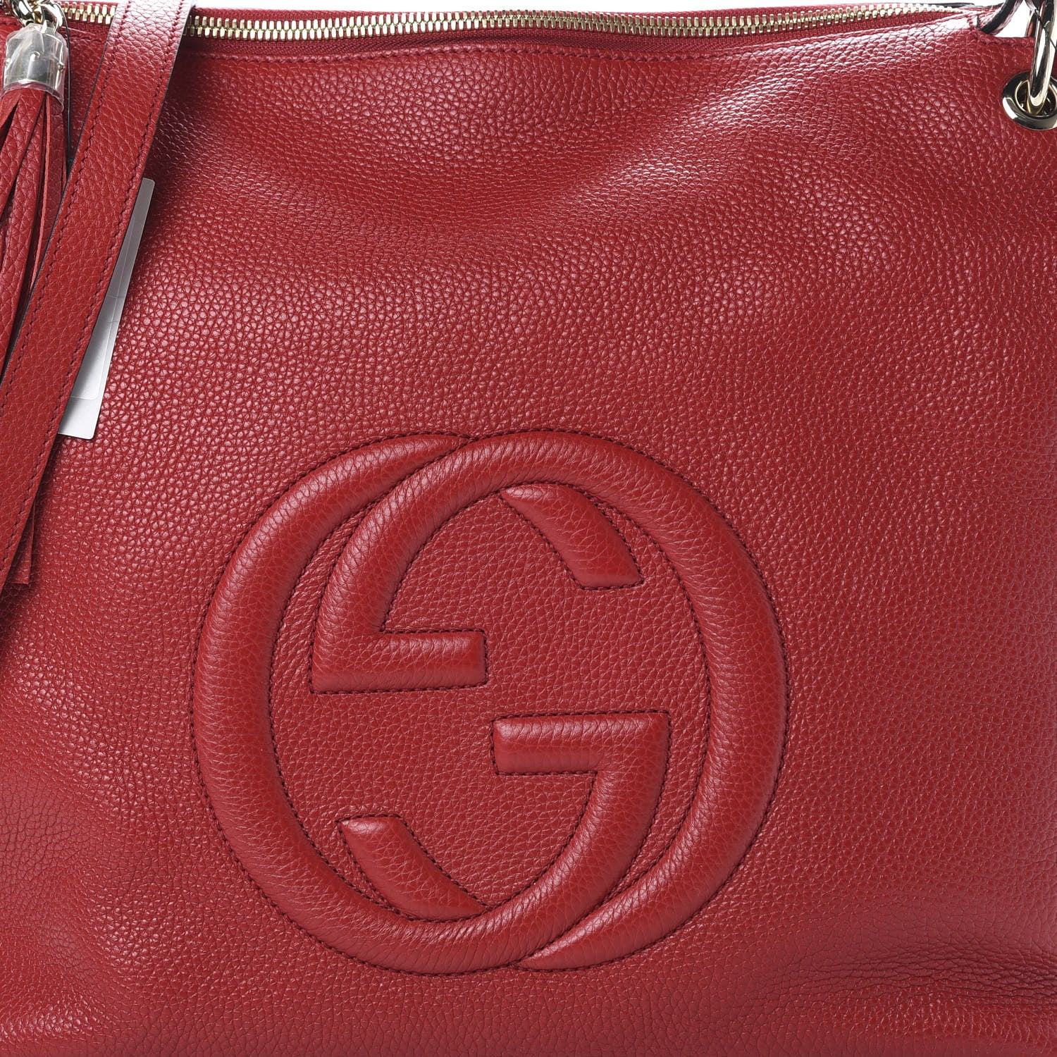 Gucci Pebbled Calfskin Large Soho Hobo Vibrant Red 7 of 9