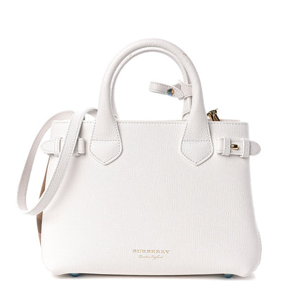 Burberry Grainy Calfskin House Check Small Banner Tote Chalk White 1 of 12