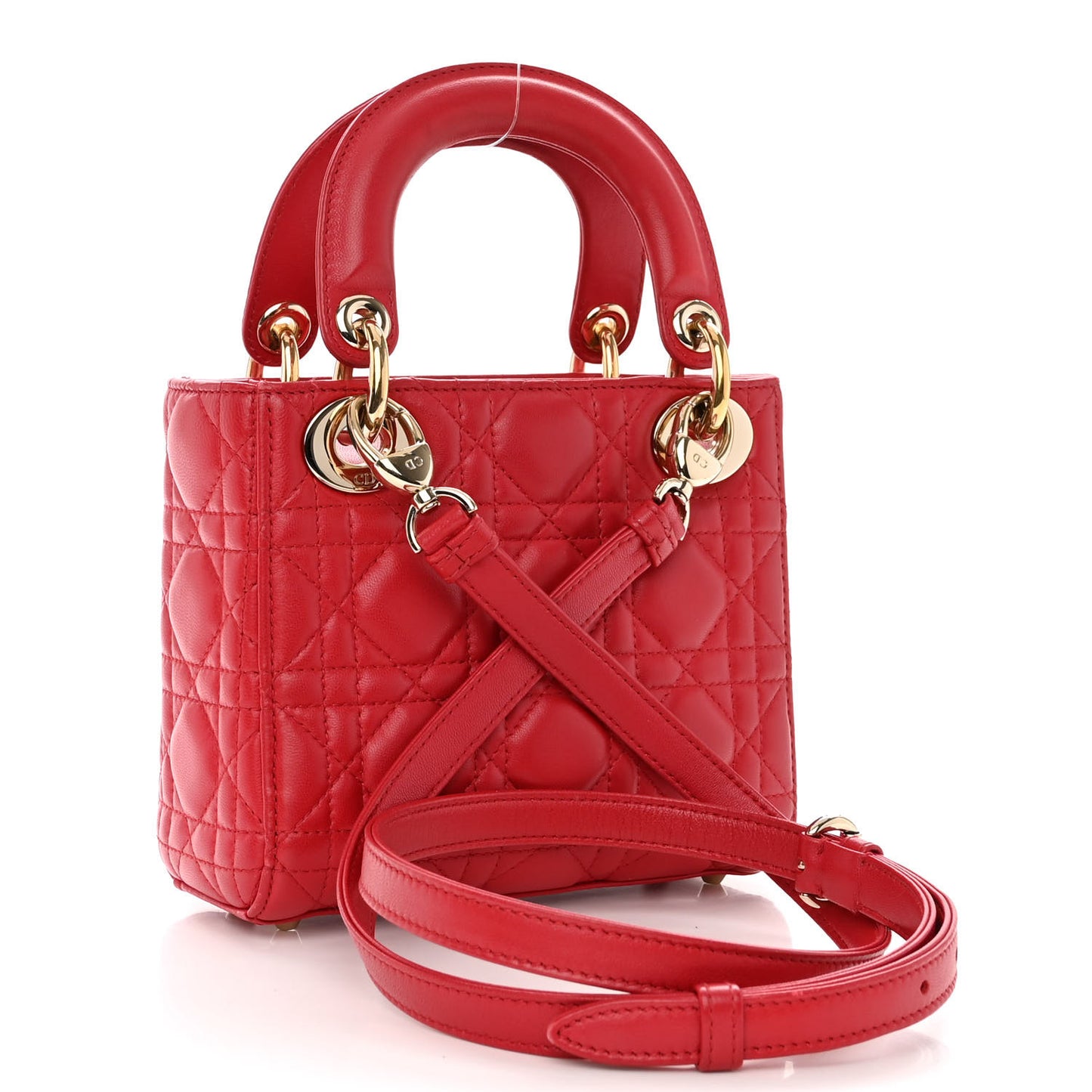 Lambskin Cannage Mini Lady Dior Red