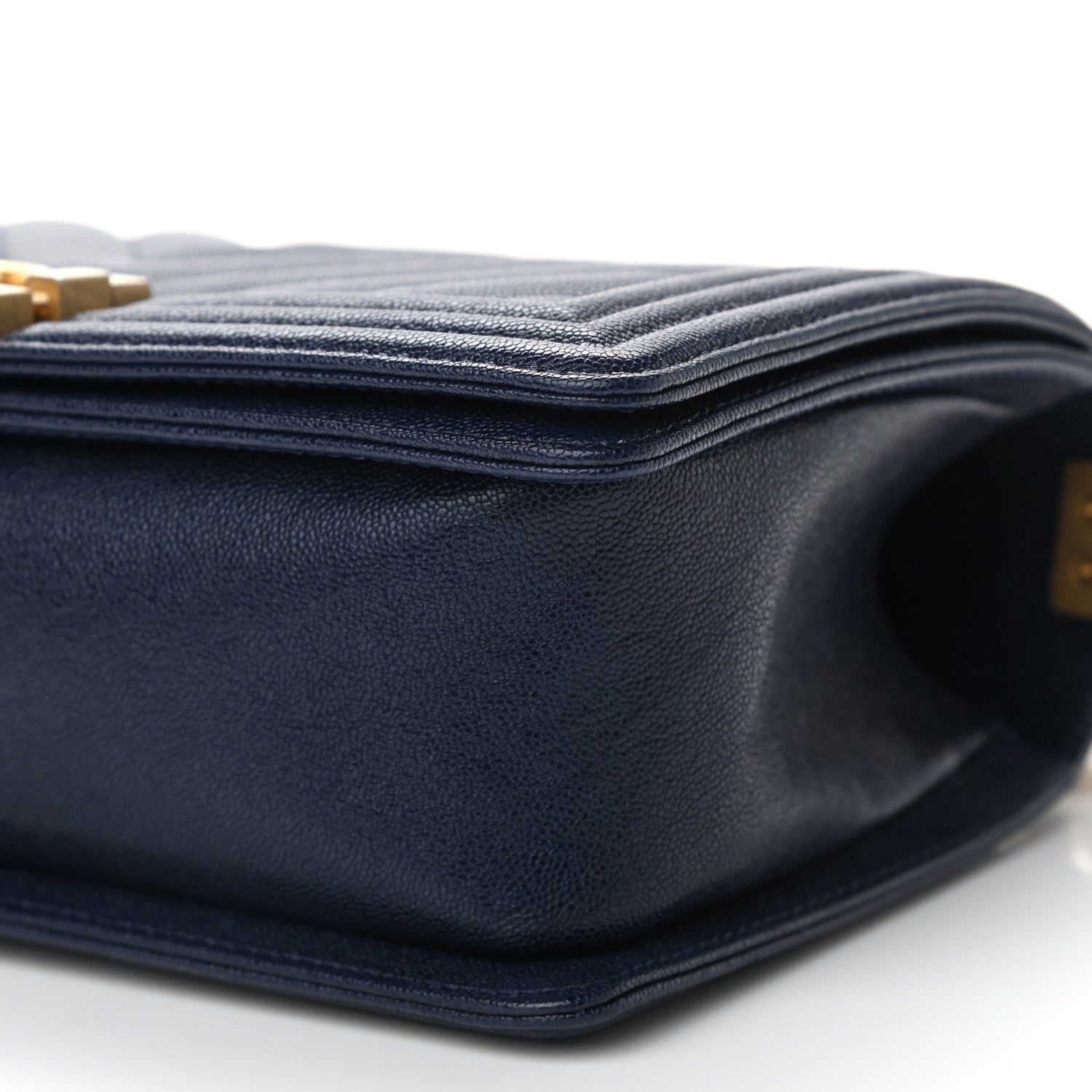 Chanel Caviar Chevron Quilted Medium Boy Flap Navy 9 of 10